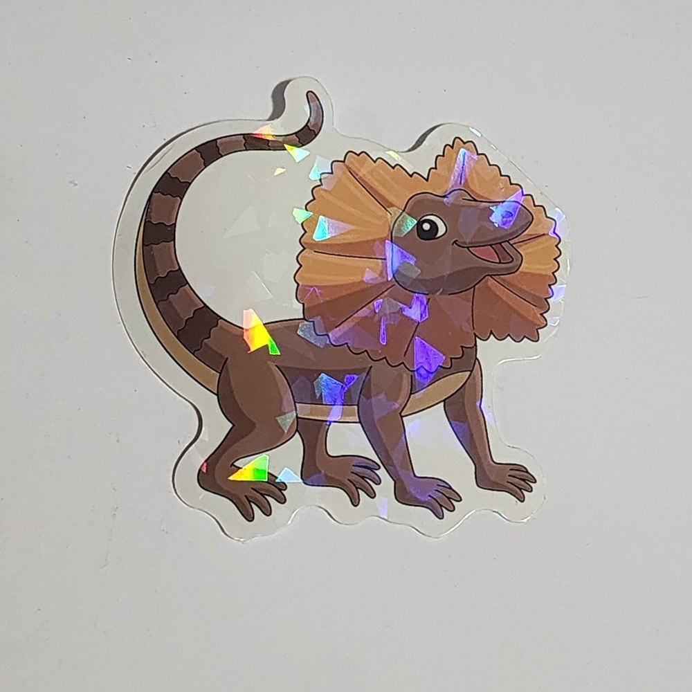 Frill Neck Lizard Sticker Decal Shiny Holographic Frilled Lizard 2.5"